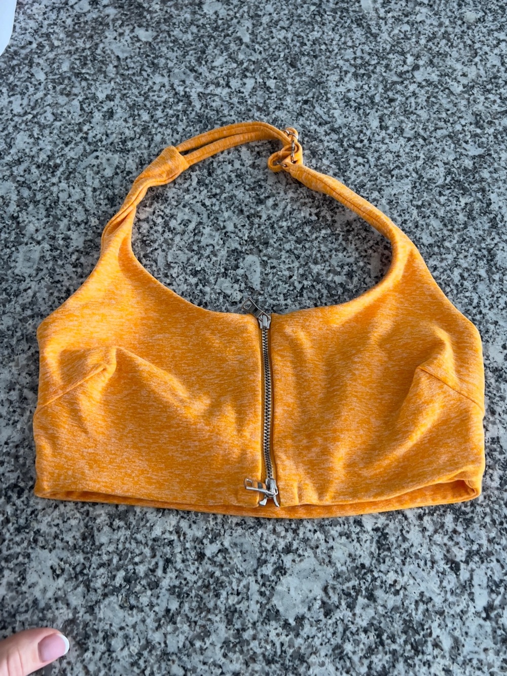 Bombshell Sportswear Orange Zip-Front Crop Top